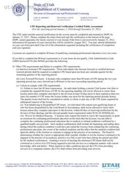 Fill Out Your Utah Cpe Reporting Form