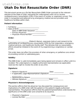Free  Do Not Resuscitate Order Form for Utah