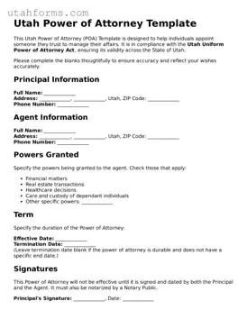 Free  Power of Attorney Form for Utah