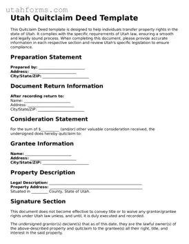 Free  Quitclaim Deed Form for Utah