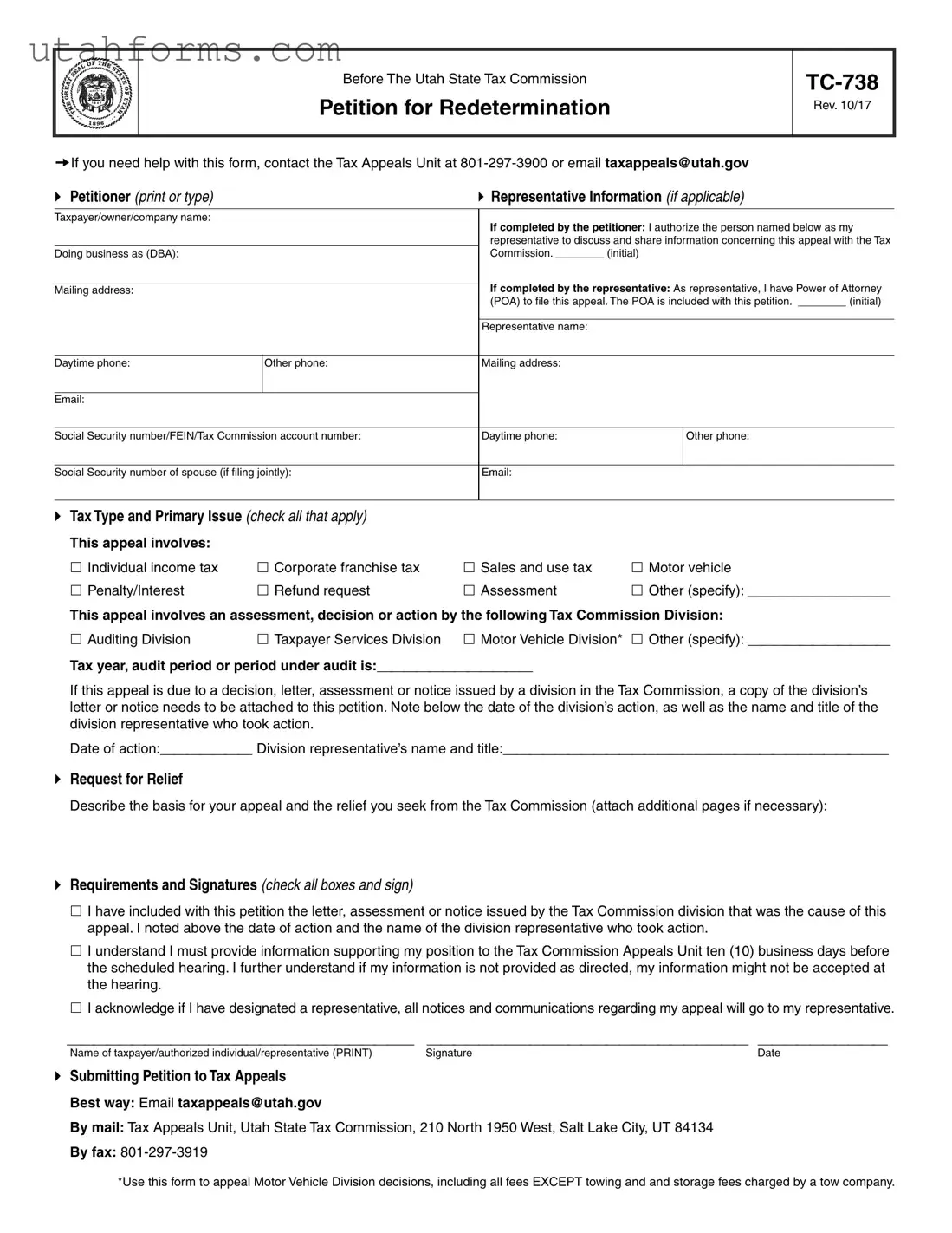 Fill Out Your Tc 738 Utah Form