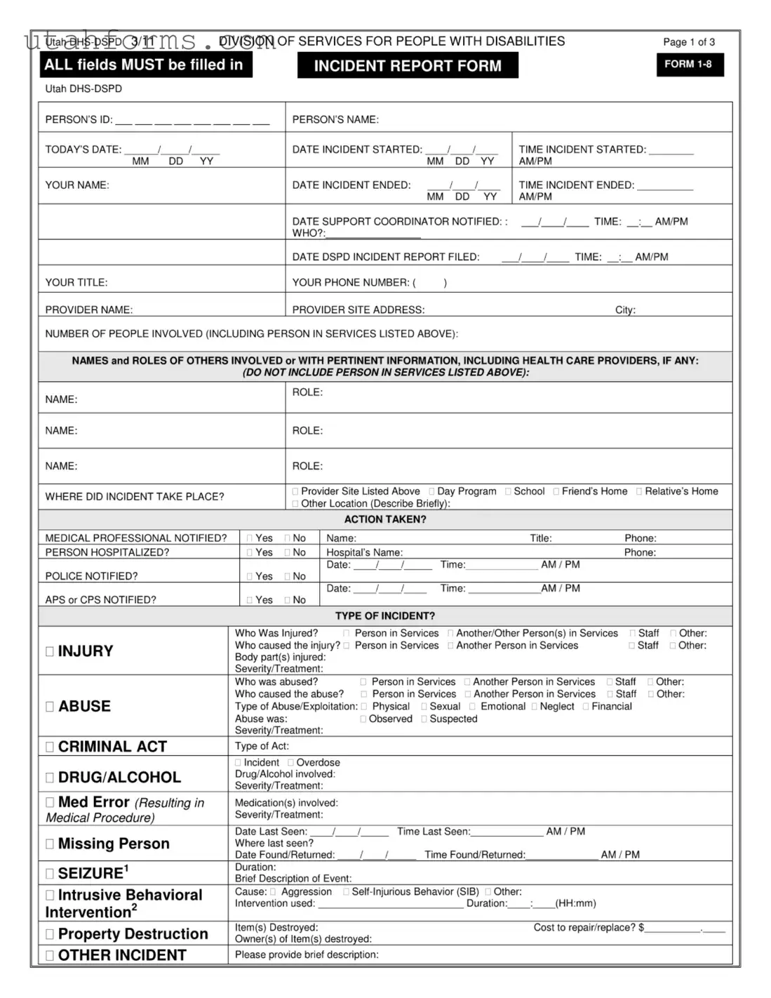 Fill Out Your Utah 1 8 Form