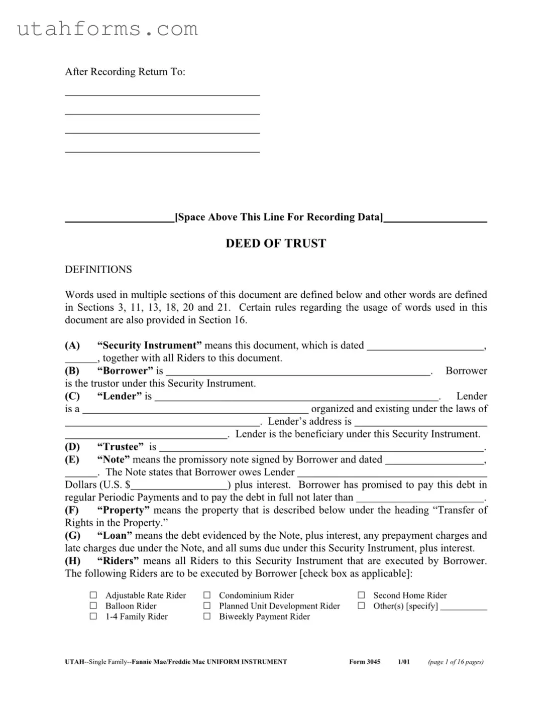 Fill Out Your Utah 3045 Form