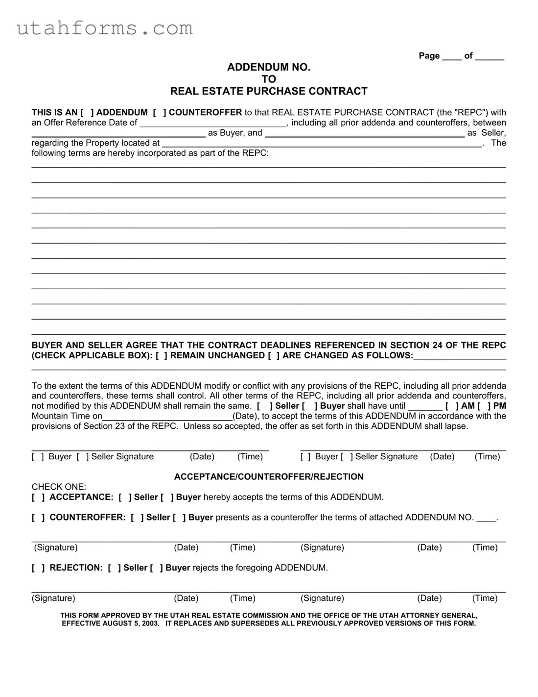 Fill Out Your Utah Real Estate Form
