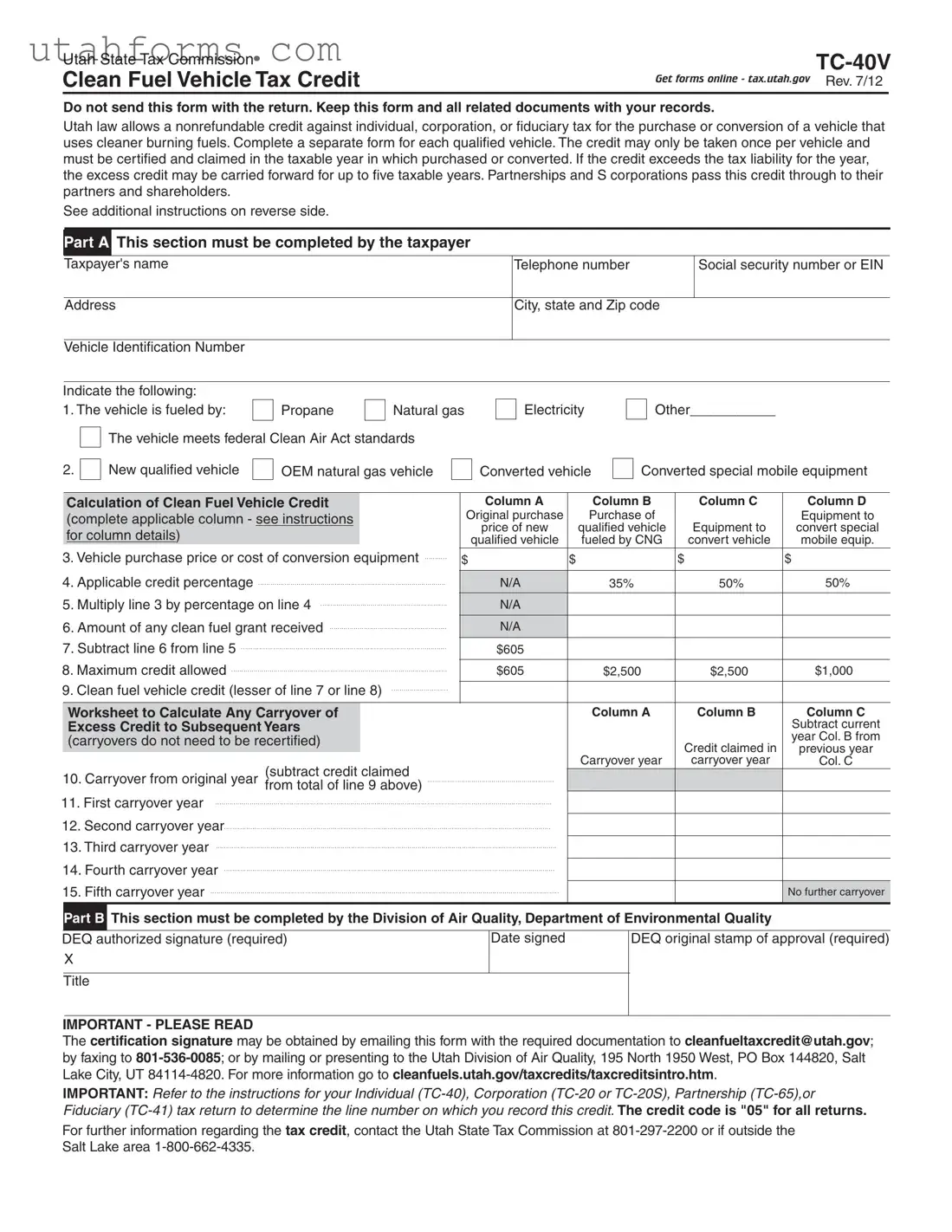 Fill Out Your Utah Tc 40V Form