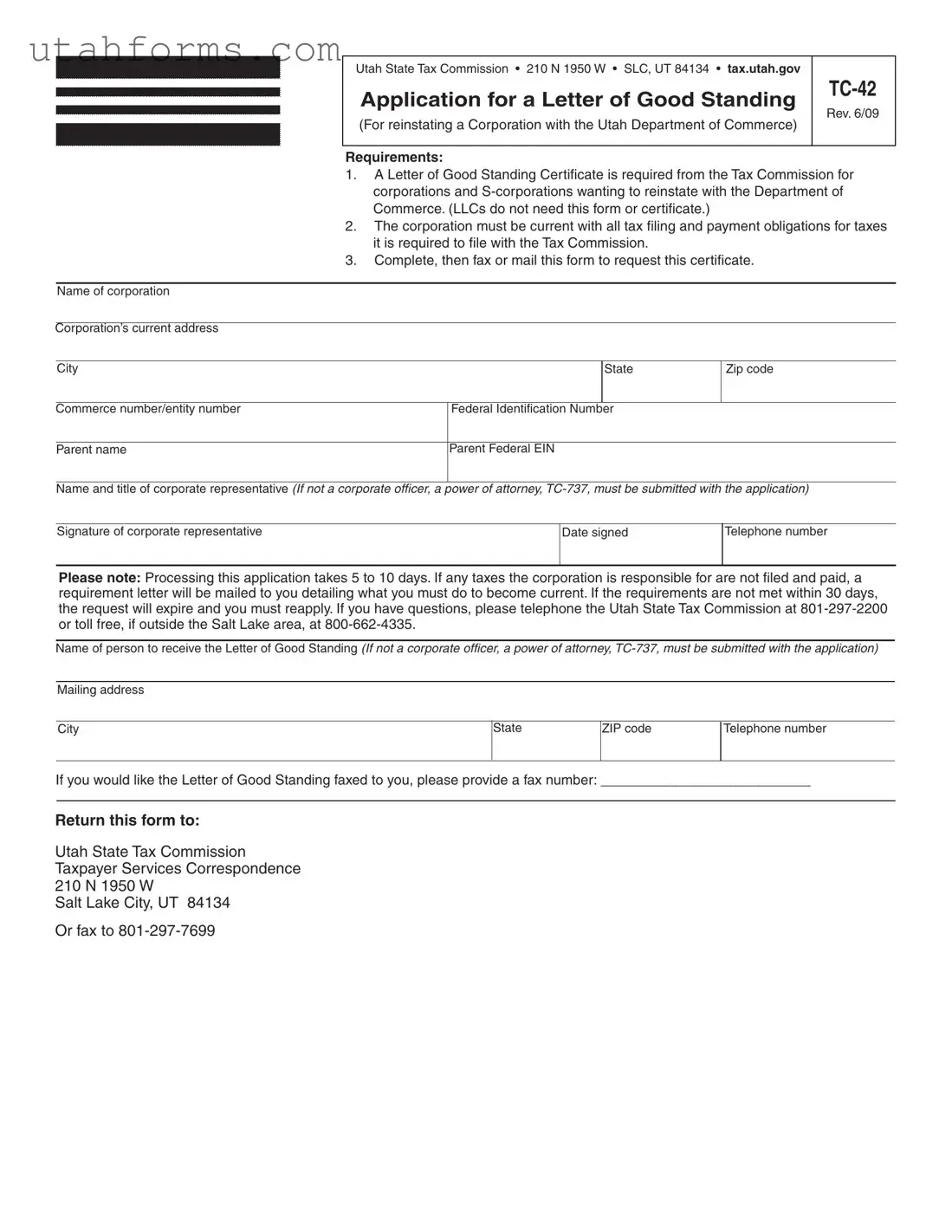 Fill Out Your Utah Tc 42 Form