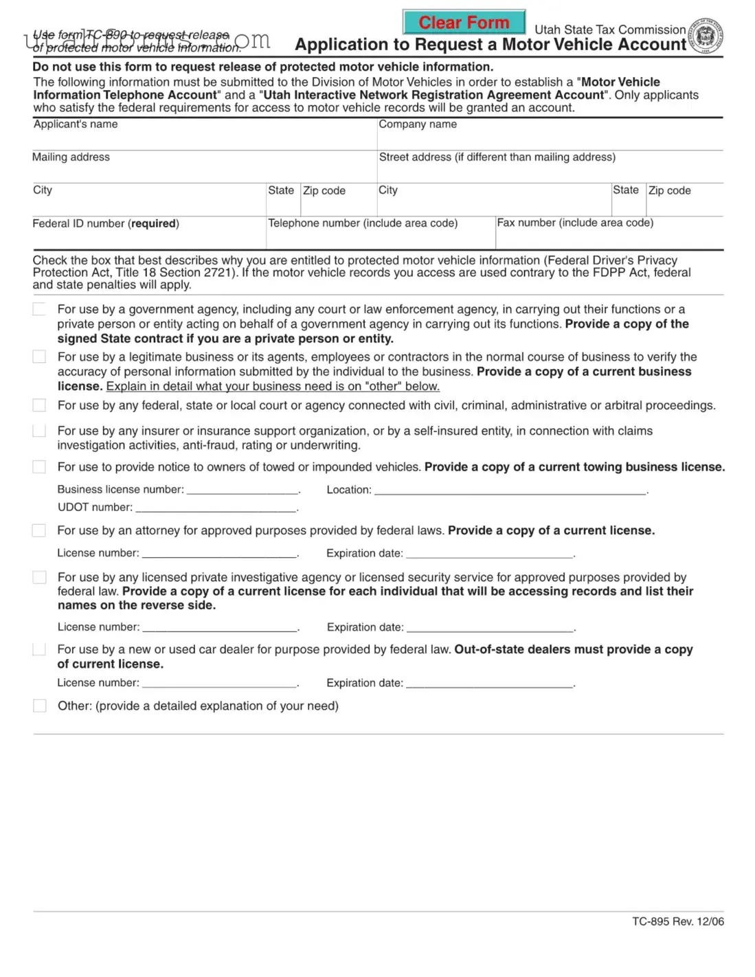 Fill Out Your Utah Tc 895 Form